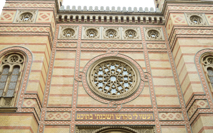 Exterior of Great (Central) Synagogue in Budapest on December 31, 2017