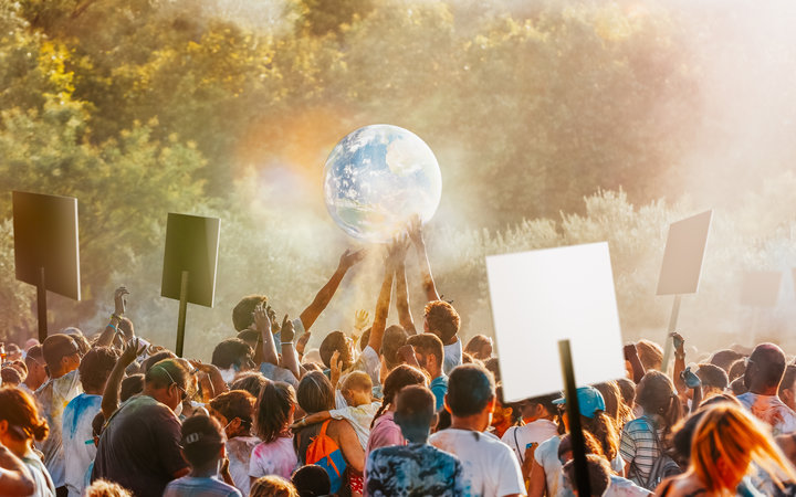 People gather to protest climate change