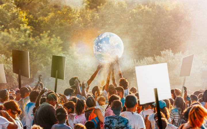 People gather to protest climate change