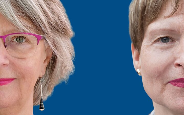 Frontale Porträtfotos von Luzia Sutter Rehmann und Ulrike Metternich