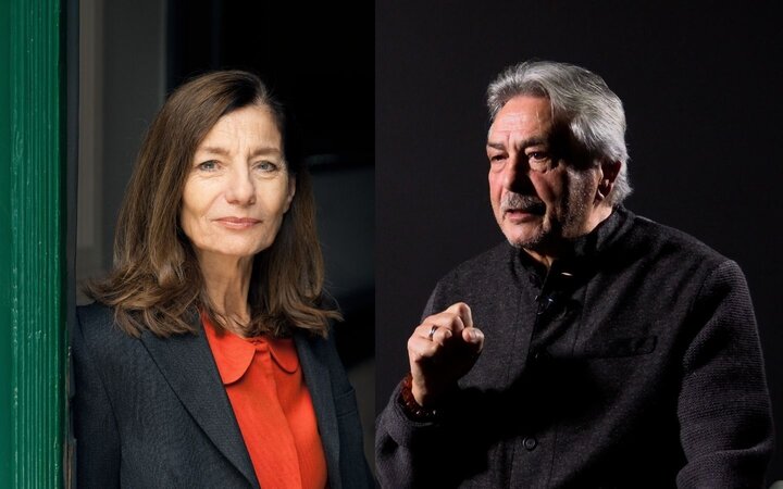 Porträtfotos von Ursula Krechel und Christian Pfeil