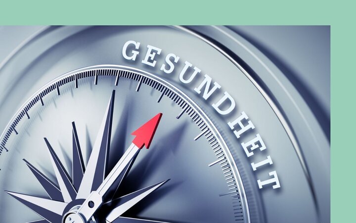 Kompass mit dem Wort Gesundheit anstelle einer Himmelrichtung