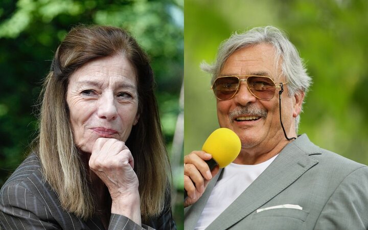 Porträtfotos von Ursula Krechel und Christian Pfeil