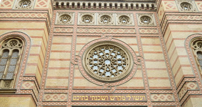 Exterior of Great (Central) Synagogue in Budapest on December 31, 2017