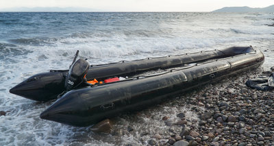 Gestrandetes Flüchtlingsboot