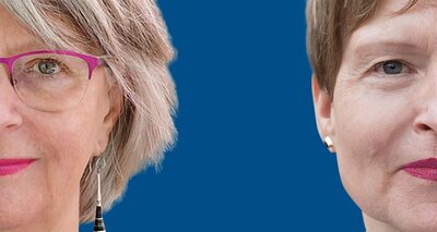 Frontale Porträtfotos von Luzia Sutter Rehmann und Ulrike Metternich