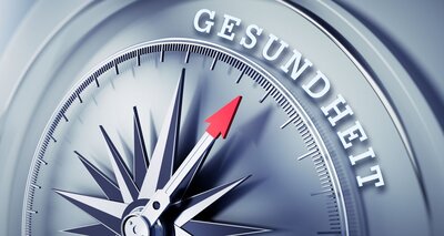 Kompass mit dem Wort Gesundheit anstelle einer Himmelrichtung